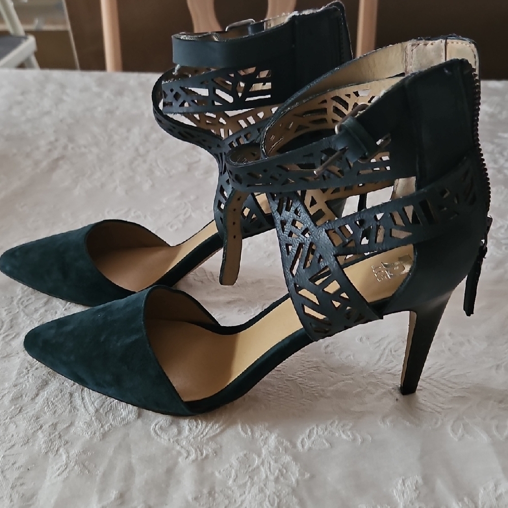 Joe's Blue/Grey SuedeLeather Ankle Strap Heel Pumps. Women's Size 8